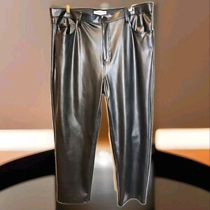 Abercrombie & Fitch Pants Womens 34/18  Straight High Rise Faux Leather (13PF5)